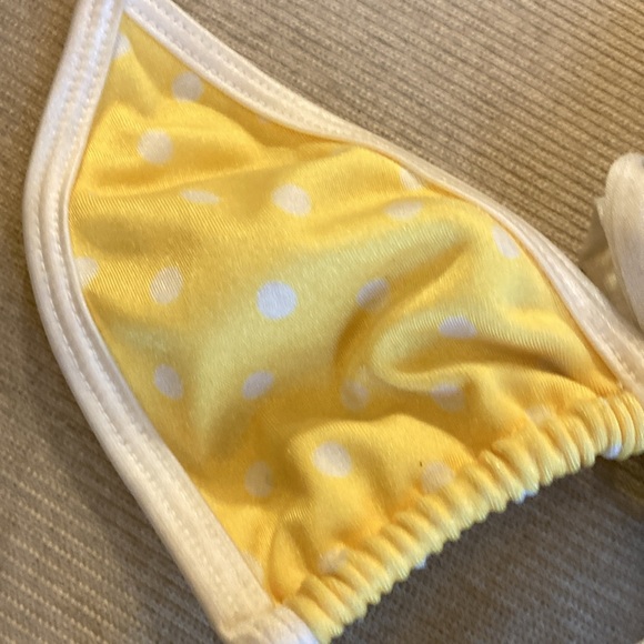 Itty-bitty yellow polkadot bikini sexy skimpy  stripper wear or tiny boobies - Picture 3 of 6